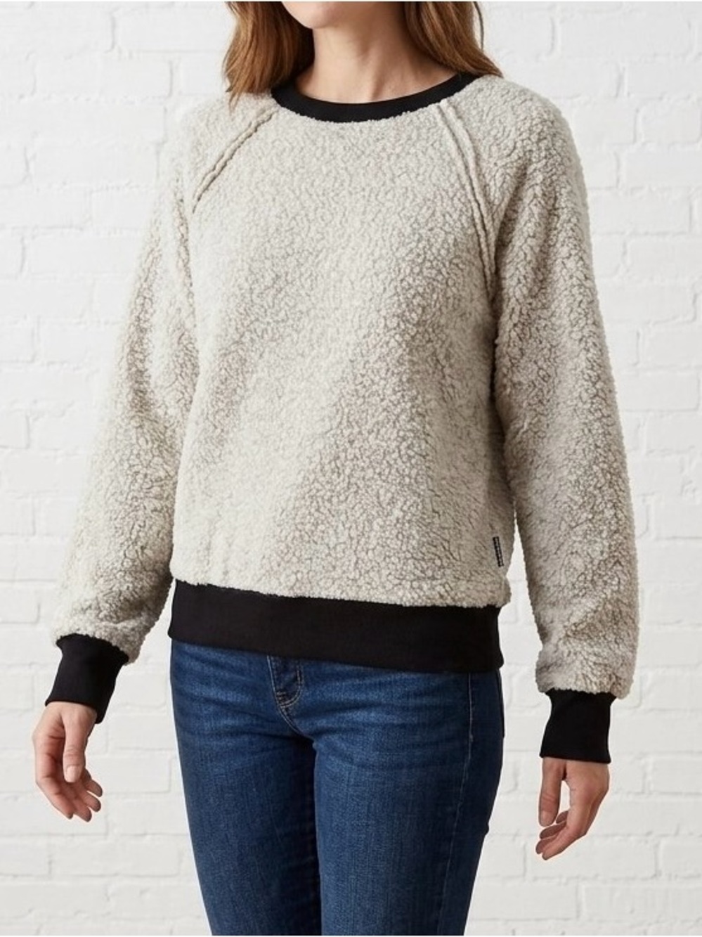 Doe & Rae Sherpa Knit Pullover Sweater Cream Wool Blend Cozy Winter Layer M